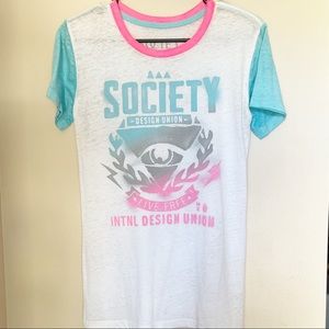 Ladies Florescent Society Graphic Tee EUC!